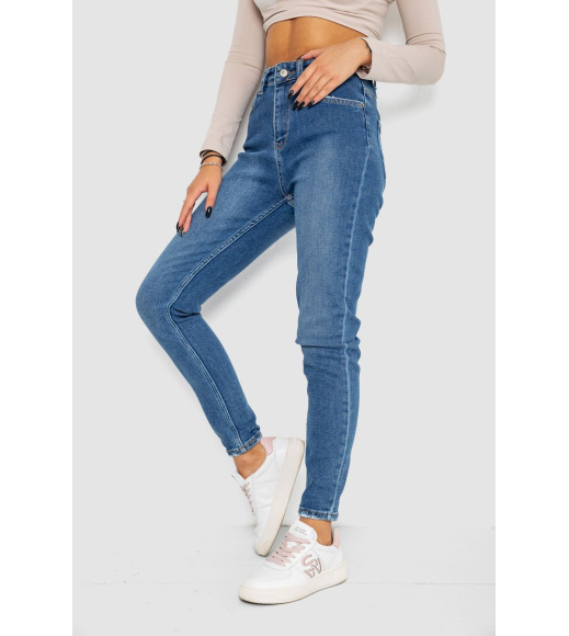 Джинсы женские стрейч Mom-fit, цвет синий, 244R1162