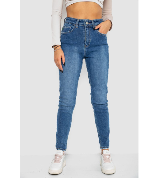 Джинсы женские стрейч Mom-fit, цвет синий, 244R1162