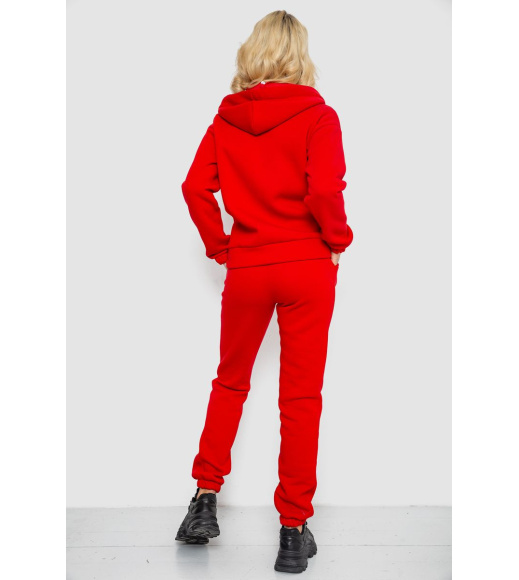Спортивный костюм женский на флисе на молнии, цвет красный, 247R1060