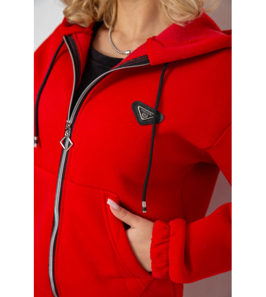 Спортивный костюм женский на флисе на молнии, цвет красный, 247R1060