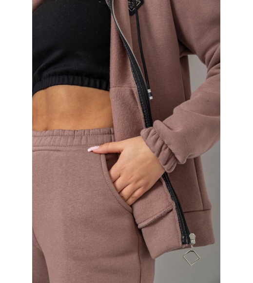Спортивный костюм женский на флисе на молнии, цвет мокко, 247R1060