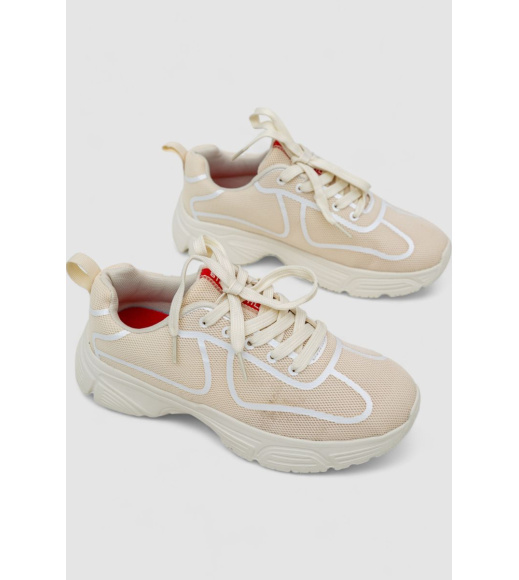 Кроссовки женские текстиль, цвет светло-бежевый, 248RCX418