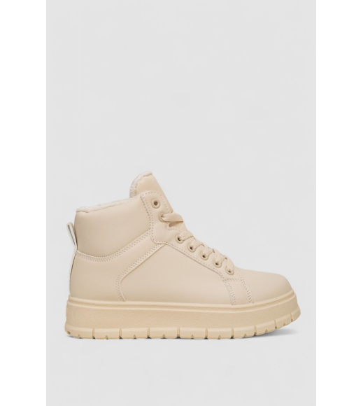 Кроссовки женские зимние на меху, цвет бежевый, 248RMB13