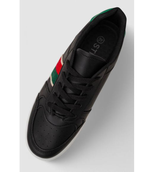 Кеды женские, цвет черно-зеленый, 248RR186-4