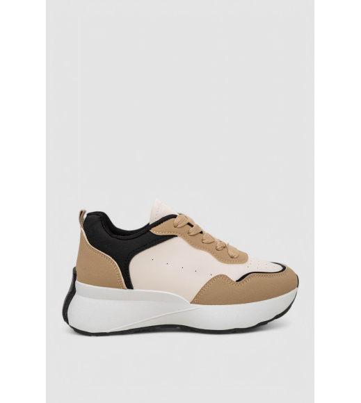 Кроссовки женские, цвет бежево-черный, 248RXM60