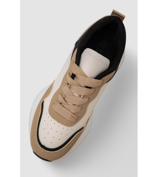 Кроссовки женские, цвет бежево-черный, 248RXM60