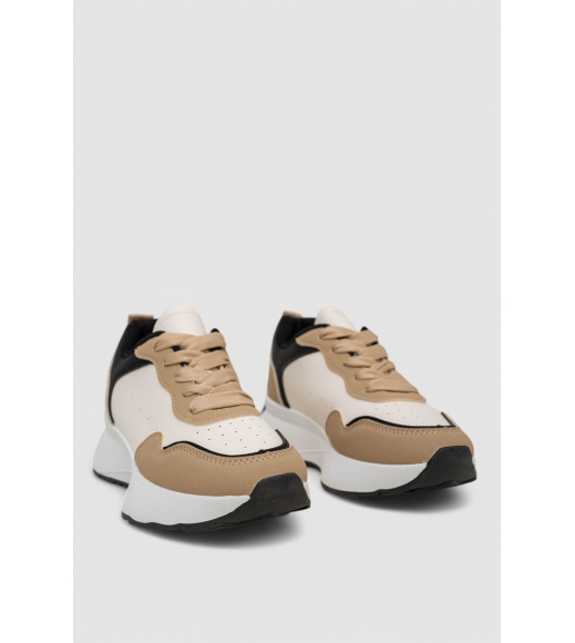 Кроссовки женские, цвет бежево-черный, 248RXM60