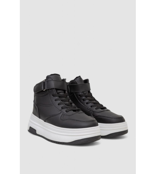 Кроссовки женские зимние на меху, цвет черно-белый, 248RAM04