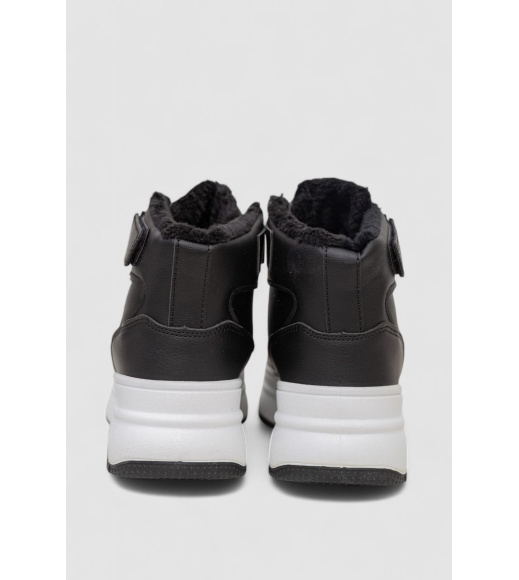 Кроссовки женские зимние на меху, цвет черно-белый, 248RAM04