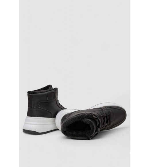 Кроссовки женские зимние на меху, цвет черно-белый, 248RAM04