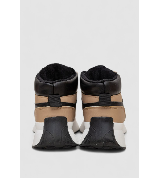 Кроссовки женские зимние на меху, цвет бежево-черный, 248RXM17-93