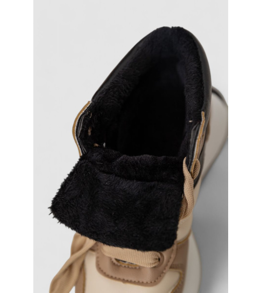 Кроссовки женские зимние на меху, цвет бежево-черный, 248RXM17-93