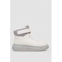 Кроссовки женские зимние на меху, цвет бело-серый, 248RA2253