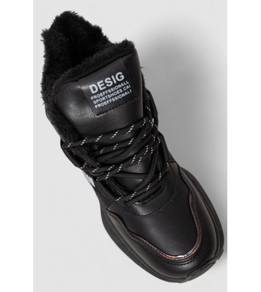 Кроссовки женские на меху, цвет черный, 243R118-7