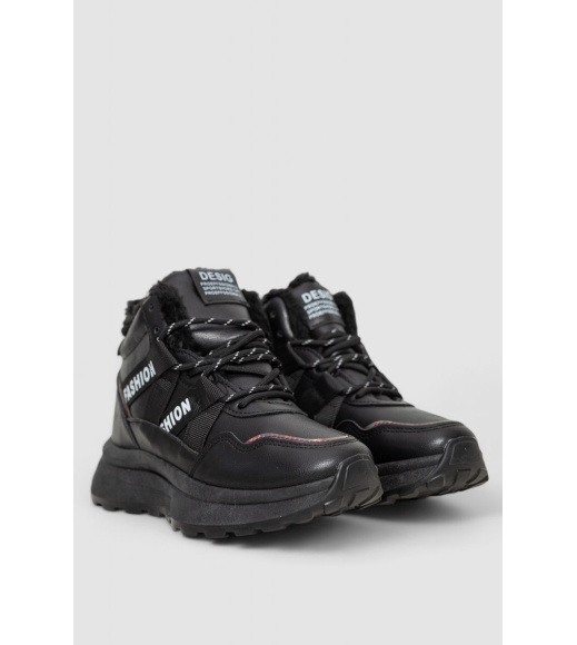 Кроссовки женские на меху, цвет черный, 243R118-7