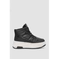 Кроссовки женские зимние на меху, цвет черно-белый, 248RAM015