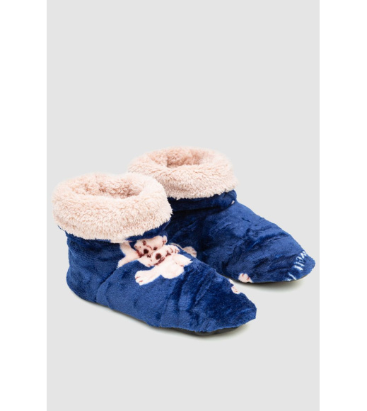 Тапочки-сапожки домашние плюшевые, цвет синий, 102R1004-1