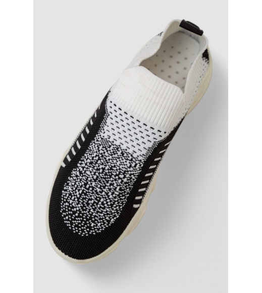 Слипоны женские текстильные, цвет черно-белый, 244R322C