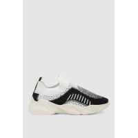 Слипоны женские текстильные, цвет черно-белый, 244R322C