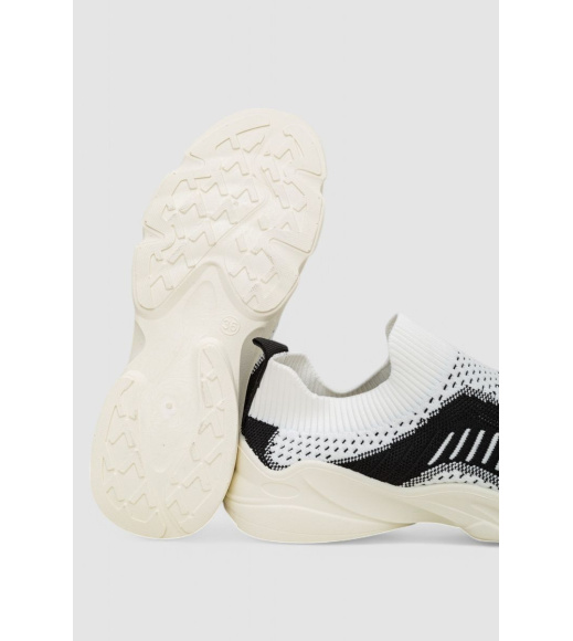 Слипоны женские текстильные, цвет черно-белый, 244R322C