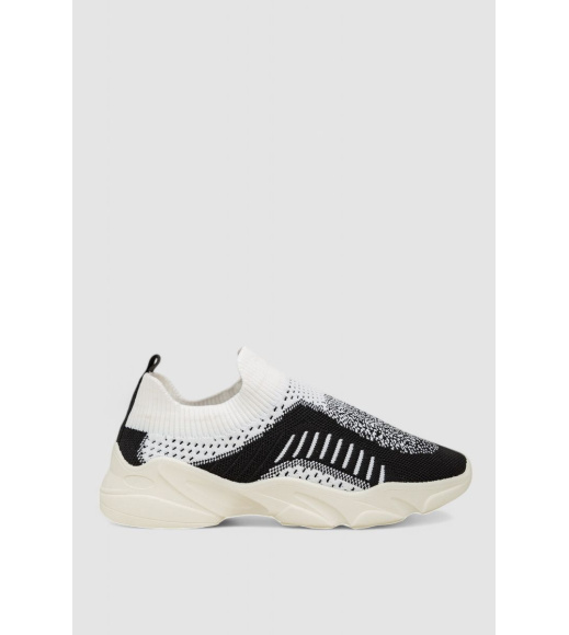 Слипоны женские текстильные, цвет черно-белый, 244R322C