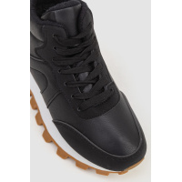 Кроссовки женские с мехом, цвет черно-белый, 243RGM91