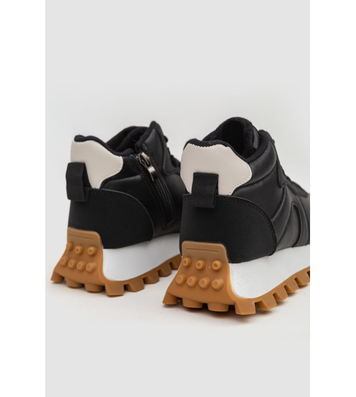 Кроссовки женские с мехом, цвет черно-белый, 243RGM91