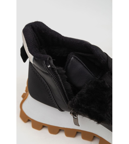Кроссовки женские с мехом, цвет черно-белый, 243RGM91