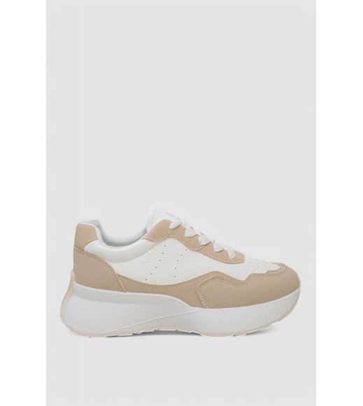 Кроссовки женские, цвет бело-бежевый, 248RXM40