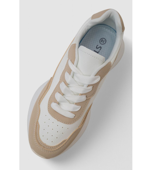 Кроссовки женские, цвет бело-бежевый, 248RXM40