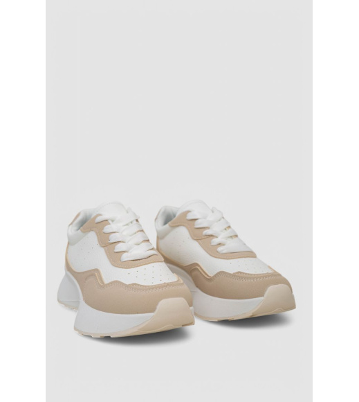 Кроссовки женские, цвет бело-бежевый, 248RXM40