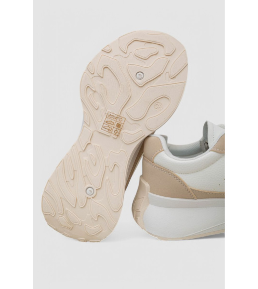 Кроссовки женские, цвет бело-бежевый, 248RXM40