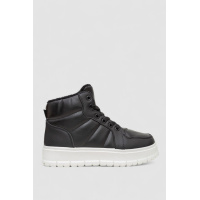 Кроссовки женские зимние на меху, цвет черно-белый, 248RMB02