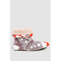 Тапочки-сапожки домашние плюшевые, цвет серо-бежевый, 102R1004-1