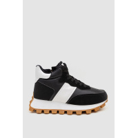 Кроссовки женские с мехом, цвет черно-белый, 243RGM93