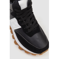 Кроссовки женские с мехом, цвет черно-белый, 243RGM93