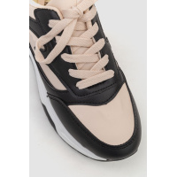 Кроссовки женские экокожа, цвет бежево-черный, 243R186-145