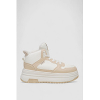 Кроссовки женские зимние на меху, цвет бело-бежевый, 248RAM09