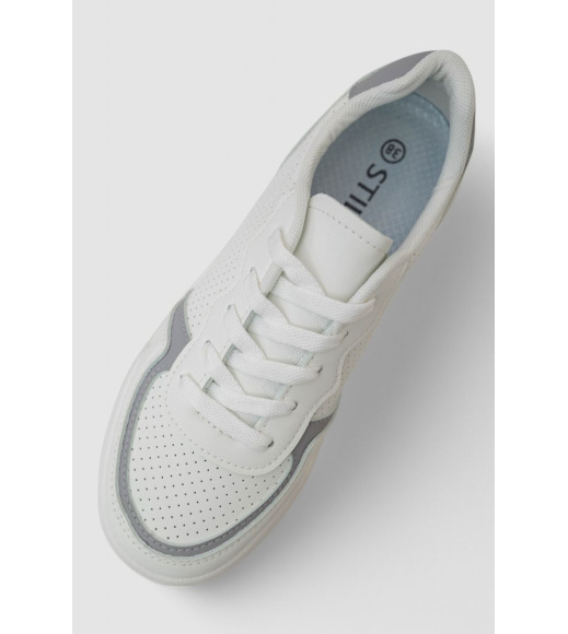 Кеды женские с перфорацией, цвет бело-серый, 248RAD60