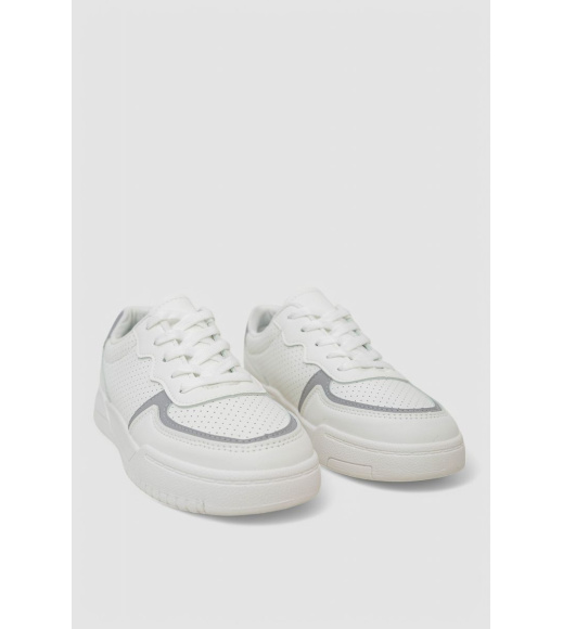 Кеды женские с перфорацией, цвет бело-серый, 248RAD60