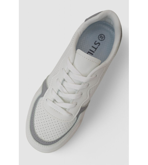 Кеды женские с перфорацией, цвет бело-серый, 248RAD60