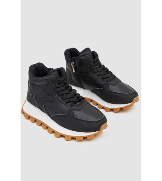 Кроссовки женские на меху, цвет черный, 243RGM92