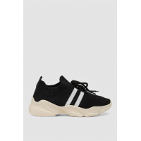 Кроссовки женские текстильные, цвет черно-белый, 244R251K