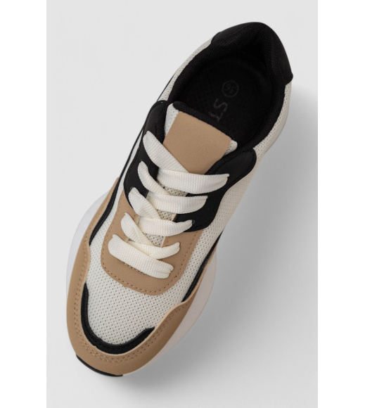 Кроссовки женские, цвет бежево-черный, 248RXM100