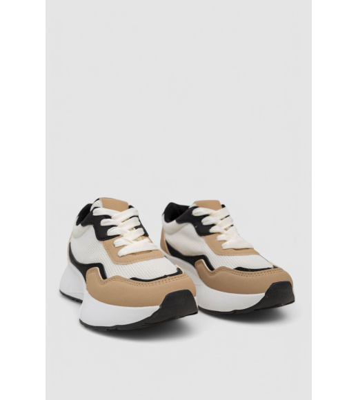 Кроссовки женские, цвет бежево-черный, 248RXM100