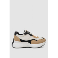 Кроссовки женские, цвет бежево-черный, 248RXM100