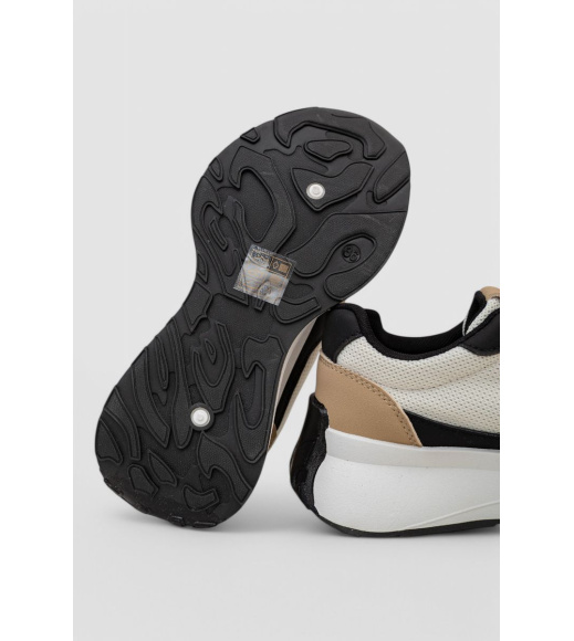 Кроссовки женские, цвет бежево-черный, 248RXM100