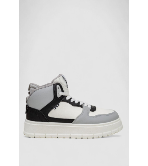 Кроссовки женские на меху, цвет бело-серый, 248RMB09