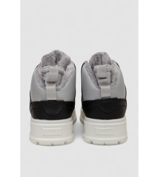Кроссовки женские на меху, цвет бело-серый, 248RMB09