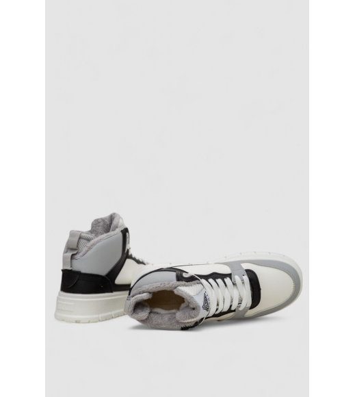 Кроссовки женские на меху, цвет бело-серый, 248RMB09